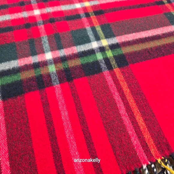 Vineyard Vines Merino Wool Tartan Wrap Red Plaid Soft - Picture 13 of 16